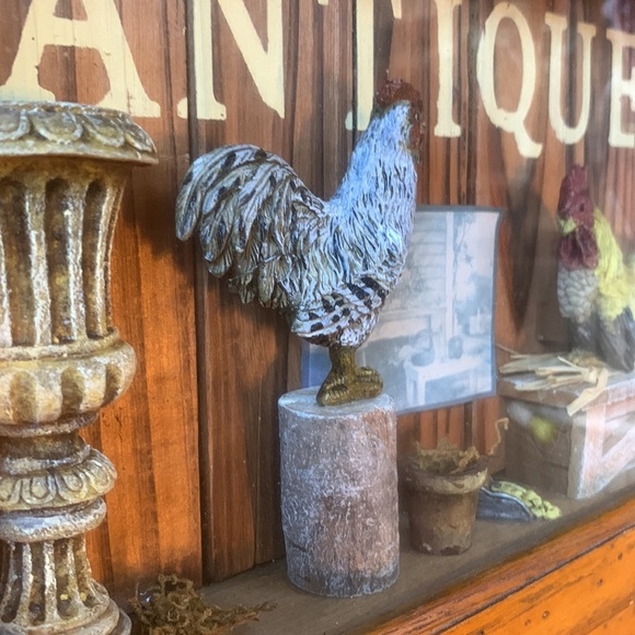 Late 90s Retro Chicken Farmhouse Theme Wooden Shadow Box With 3 Hooks Wall Art - Picture 3 of 17